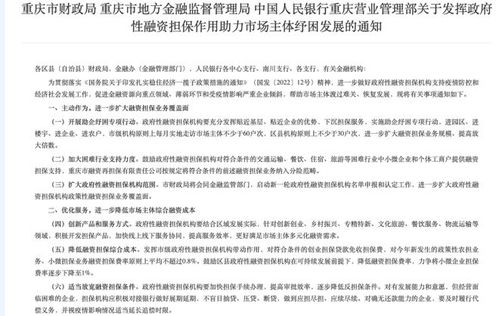 發揮政府性融資擔保作用 助力重慶市場主體紓困發展